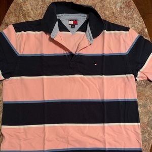 Blue and pink mens Tommy hilfigler polo shirt